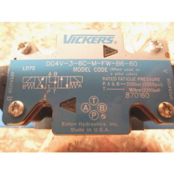 VICKERS EATON DUAL SOLENOID CONTROL / PILOT VALVE DG4V 3 6C M FWE B6 60